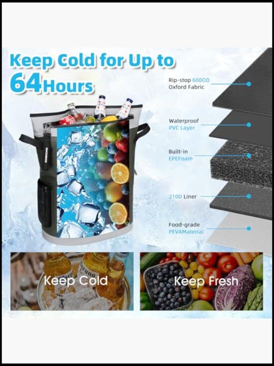 Insulated Cooler Backpack 36 Can Leak-Proof Soft Sided with Removable Pockets main image 6
